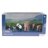 Set 6 figurine - Elefantul si puii, Maimuta, Raton, Urs Panda - National Geographic