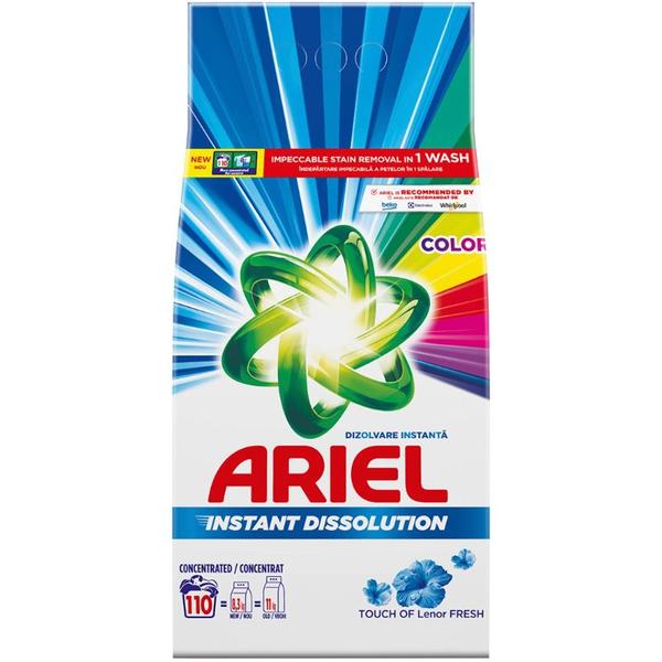 Detergent Automat Pudra pentru Rufe Colorate - Ariel Instant Dissolution Touch of Lenor Fresh, 8250 g