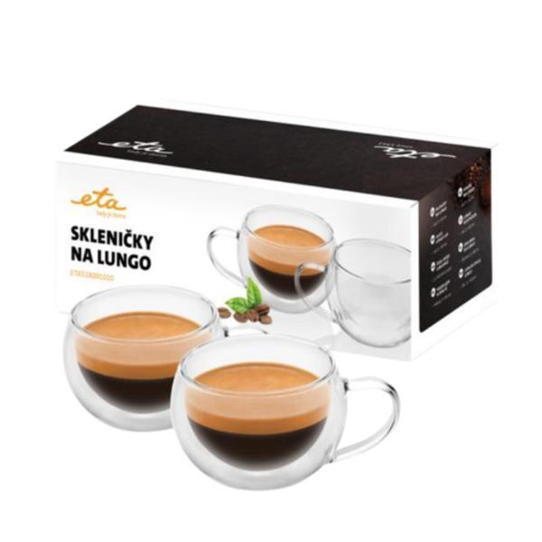 Set 2 cesti pentru espresso lung ETA 5180 91010, 160 ml, pereti dubli din sticla borosilicata