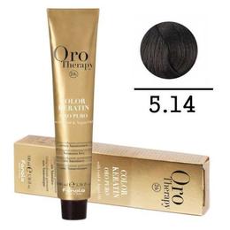 Vopsea fara amoniac - Fanola Oro Therapy Color Keratin-5.14 ciocolatiu amarui extra