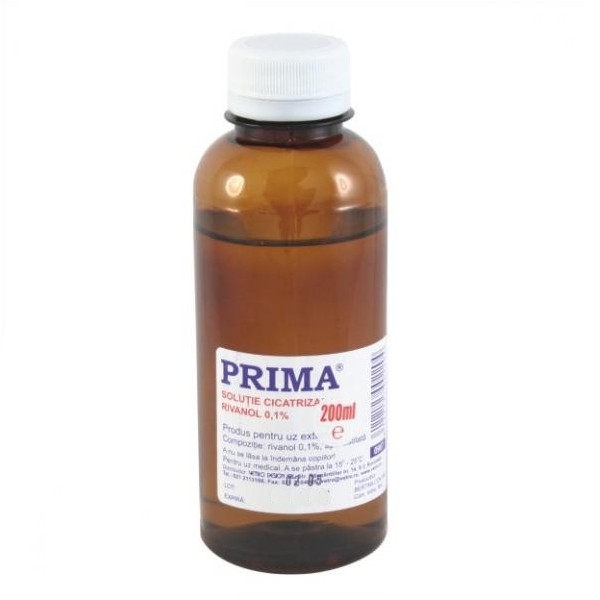 Solutie Rivanol 0.1% (lactat de 2 etoxi - 6.9 diaminoacridina) Prima, 200ml