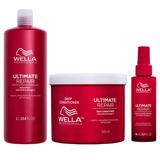 Pachet Reparator pentru Par Deteriorat - Wella Professionals Ultimate Repair: Sampon Ultimate Repair Shampoo, 1000 ml + Balsam Deep Conditioner, 500 ml + Ser Reparator Miracle Rescue, 95 ml