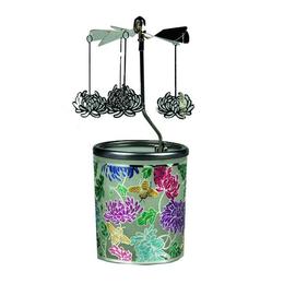 Suport lumânare, kerzenfarm - carusel, nufăr, h= 16 cm - metal + sticlă colorată