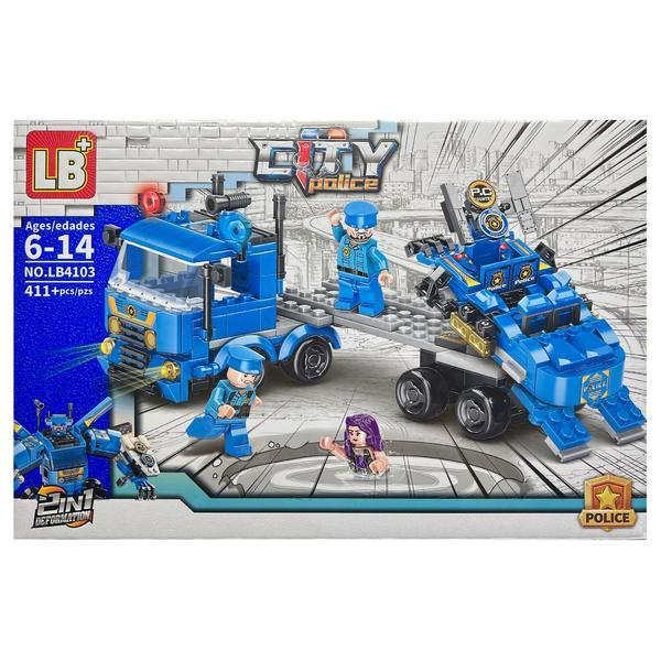 Set de constructie LB City Police 2 in 1, Camion - Robot, 411 piese tip lego