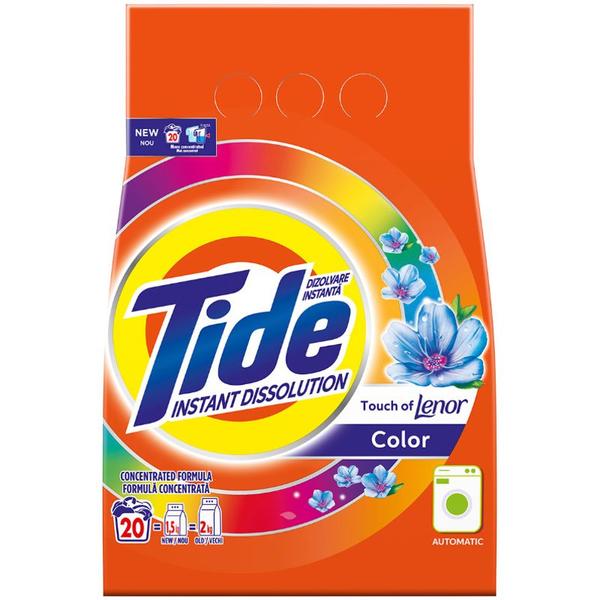 Detergent Automat Pudra cu Lenor pentru Rufe Colorate - Tide Instant Dissolution Touch of Lenor Color, 1.5 kg