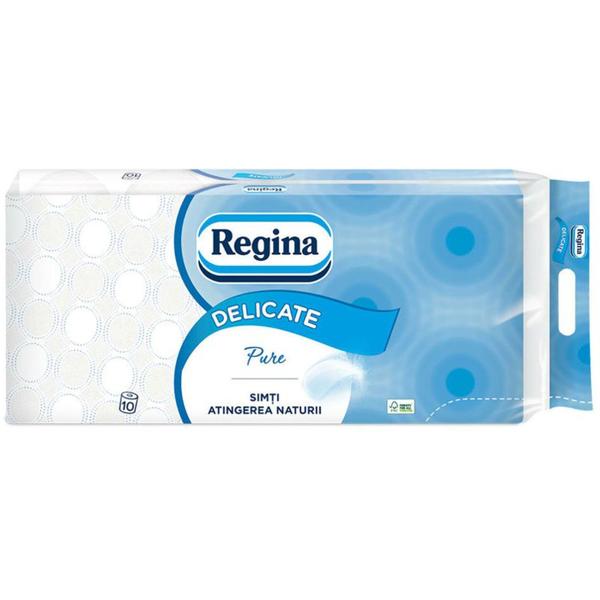 Hartie Igienica 3 Straturi - Regina Delicate Pure, 10 role