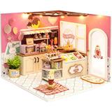Joc interactiv, macheta casa de asamblat, dollhouse miniatura, O cofetarie minunata, Diy