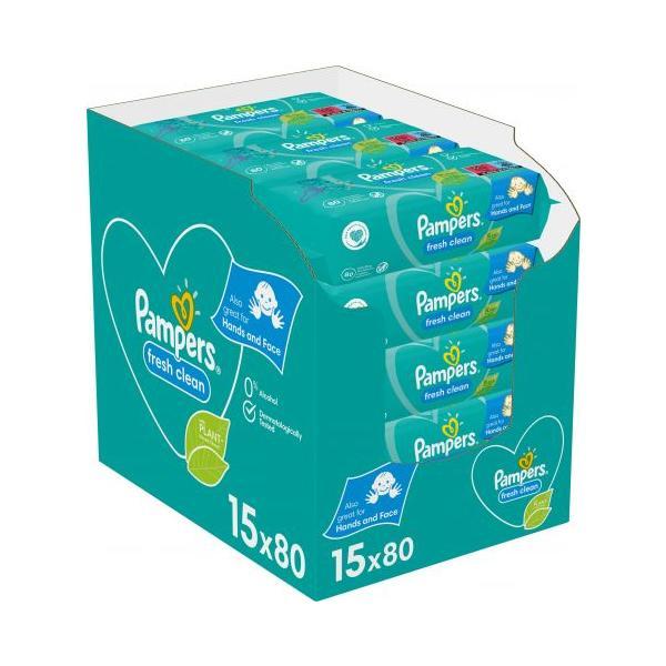 Servetele umede Pampers Fresh Clean, 15 pachete x 80, 1200 buc