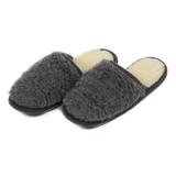 Papuci de casa dama din lana merinos, 100% naturala, marime 39-40 EU, gri