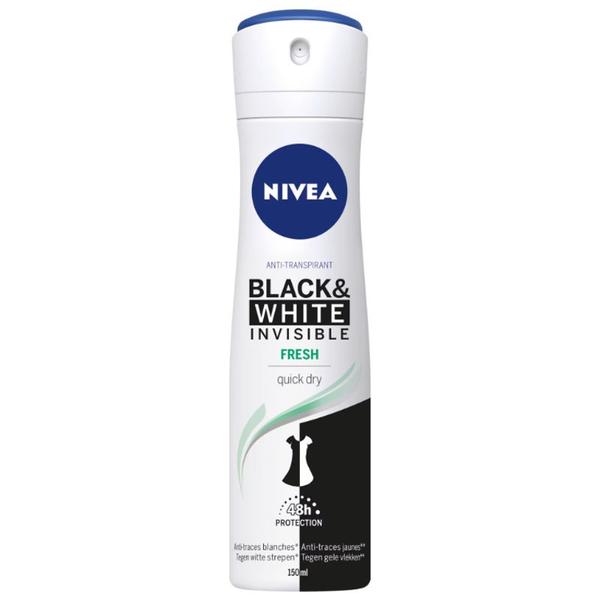Deodorant Antiperspirant Spray Black&amp;White Invisible Fresh, Nivea, 150 ml