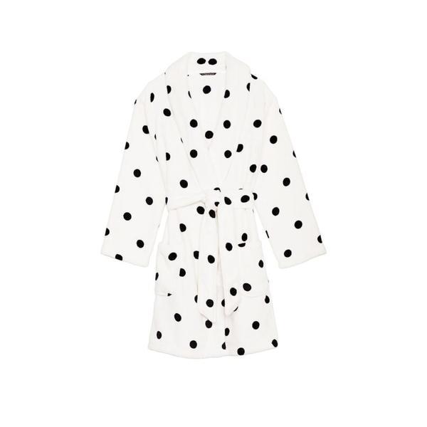 Halat, Victoria's Secret, Logo Short Cozy, Black White Sweet Dot, Marime M