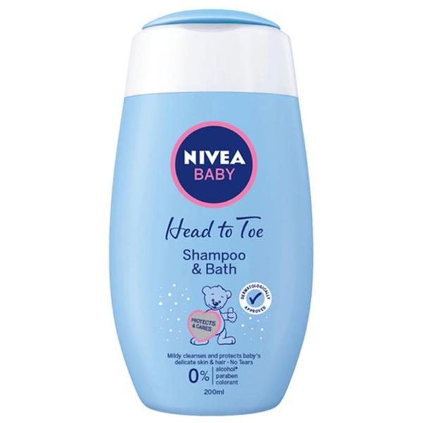 Sampon si Spuma de Baie - Nivea Baby Head to Toe Shampoo & Bath, 200 ml