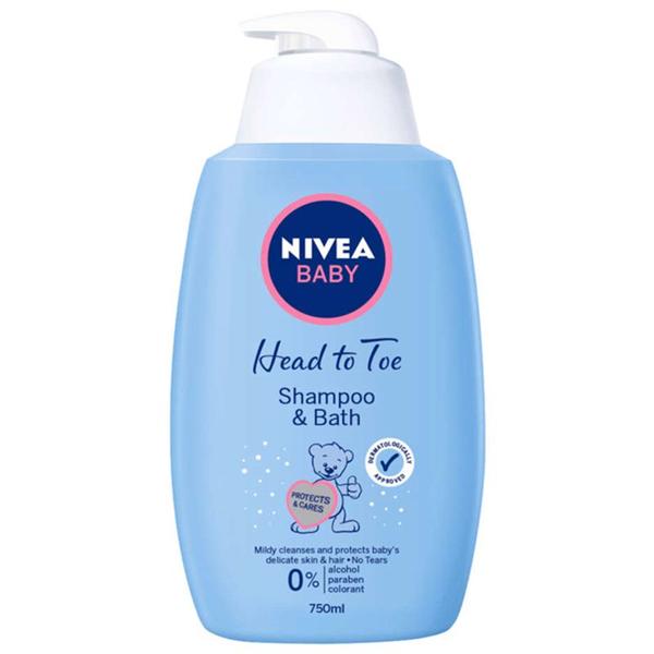 Sampon si Spuma de Baie - Nivea Baby Head to Toe Shampoo & Bath, 750 ml