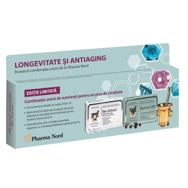 Pachet Longevitate si Antiaging BioActive Q10 Gold 100 mg, 30 capsule + Bio-Seleniu, 30 tablete - Pharma Nord, 1 pachet