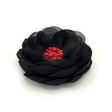 Brosa eleganta floare mare neagra din voal 10 cm, Corizmi, Black Floral Charm
