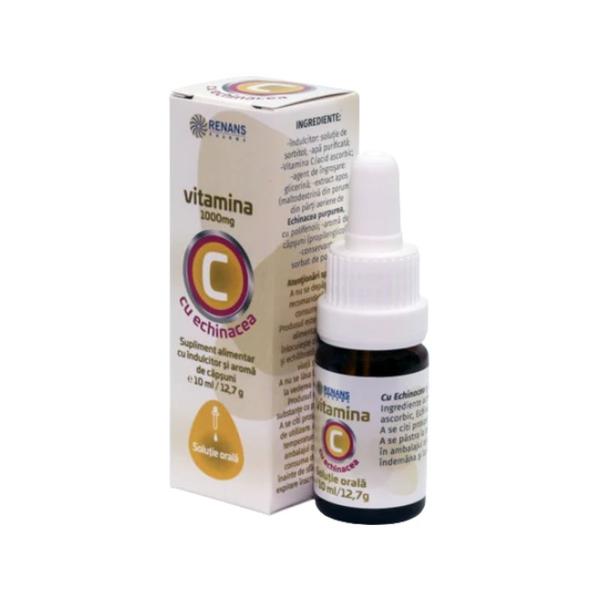 Vitamina C 1000 mg si Echinacea cu Aroma de Capsuni, Renans Pharma, 10 ml