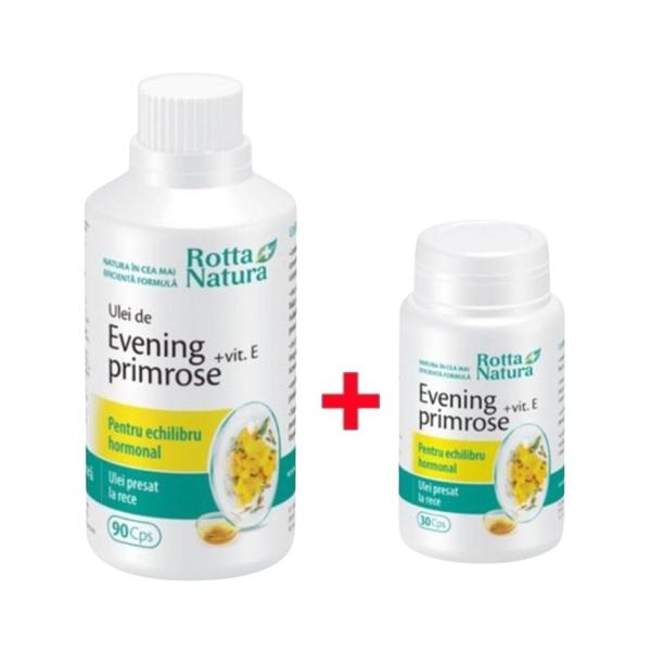 Pachet Evening Primrose + Vitamina E Rotta Natura, 90 + 30 capsule