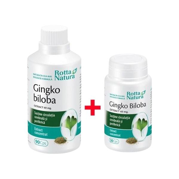 Pachet - Ginkgo Biloba Extract 60 mg Rotta Natura, 90 + 30 capsule