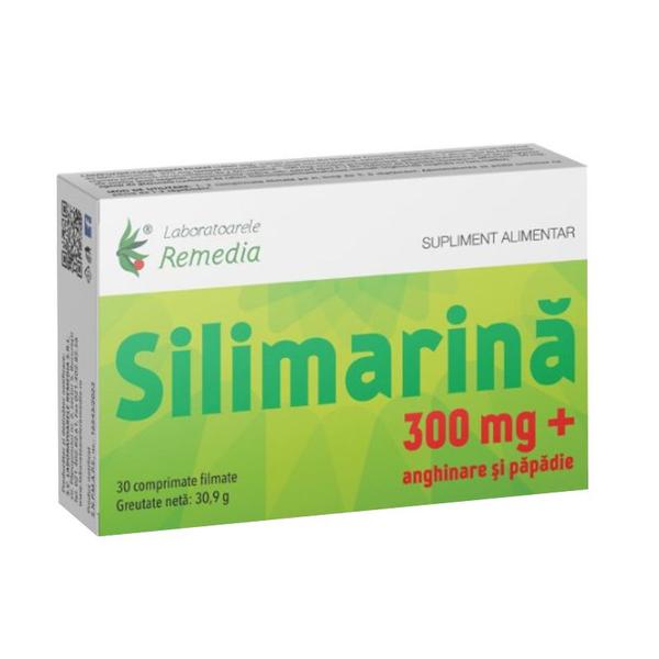 Silimarina 300 mg + Anghinare si Papadie- Remedia, 30 comprimate filmate