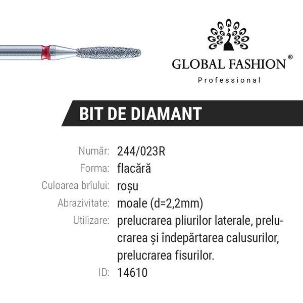Bit cuticula diamantat, flacara, rosu, 244-023R
