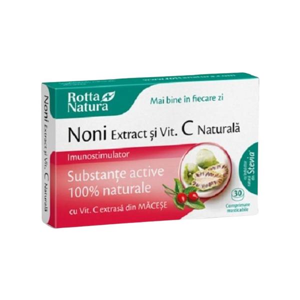 Noni Extract si Vitamina C Naturala, Rotta Natura, 30 comprimate masticabile