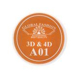 Gel UV 4D plastilina, gel plastart,  Global Fashion, A01, 7g, culoare portocalie