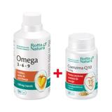 Pachet cu Omega 3-6-9, 90 capsule si Coenzima Q10 15 mg, 30 capsule, Rotta Natura, 1 pachet