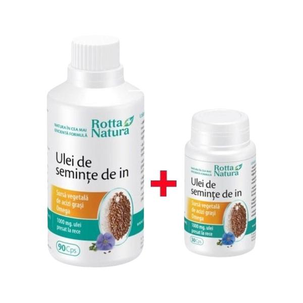 Pachet - Ulei de Seminte din In Rotta Natura, 90 + 30 capsule