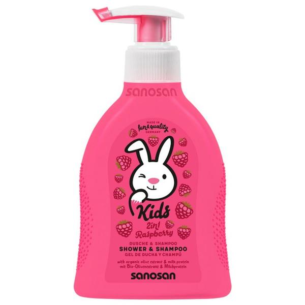 Gel de Dus si Sampon cu Zmeura - Sanosan Kids Shower & Shampoo, 200 ml