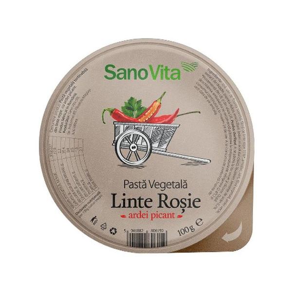 Pasta Vegetala din Linte Rosie cu Ardei Picant - Sano Vita, 100 g