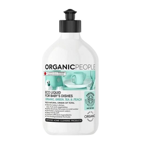 Detergent Ecologic pentru Vasele Copiilor cu Extract de Ceai Verde si Piersica, Organic People, 500 ml