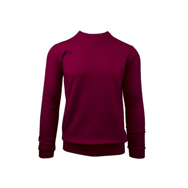 Pulover, Univers Fashion, tricotat fin cu terminatii striate, cu decolteu la baza gatului, rosu bordo, L
