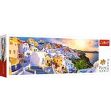 Puzzle 1000 Panorama. Apus in Santorini