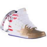 Breloc pentru chei, Nike Air Jordan, figurina 3D, 50x30 mm, fabricat din cauciuc si pvc, realizat si pictat manual, Gold Star