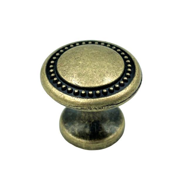 Buton pentru mobila Louis, finisaj alama antichizata, D:25 mm
