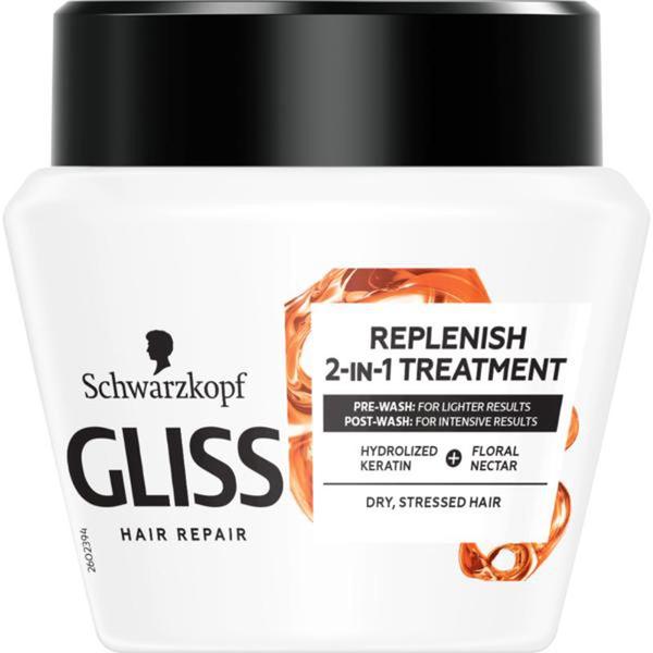 SHORT LIFE - Tratament - Masca de Regenerare 2 in 1 pentru Parul Uscat si Stresat - Schwarzkopf Gliss Hair Repair Replenish 2-in-1 Treatment for Dry, Stressed Hair, 300 ml