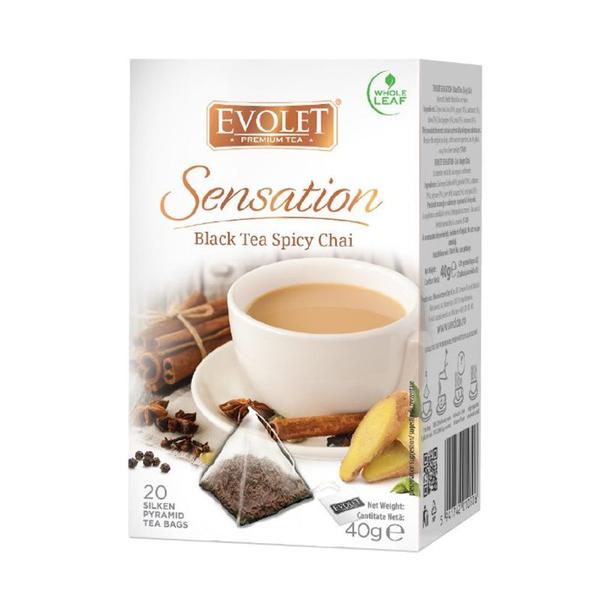 Ceai Negru - Vedda Evolet Sensation Black Tea Spicy Chai, 20 plicuri x 2 g
