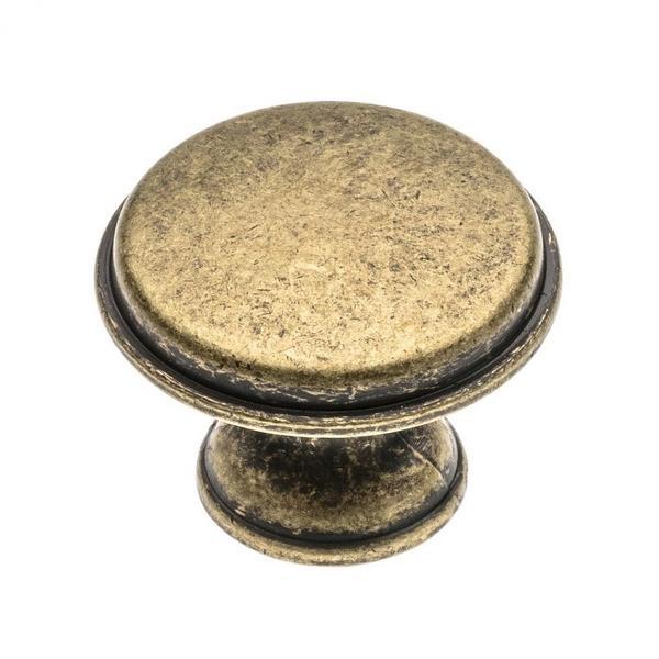 Buton pentru mobila Cento, finisaj alama antichizata GT, D:28 mm