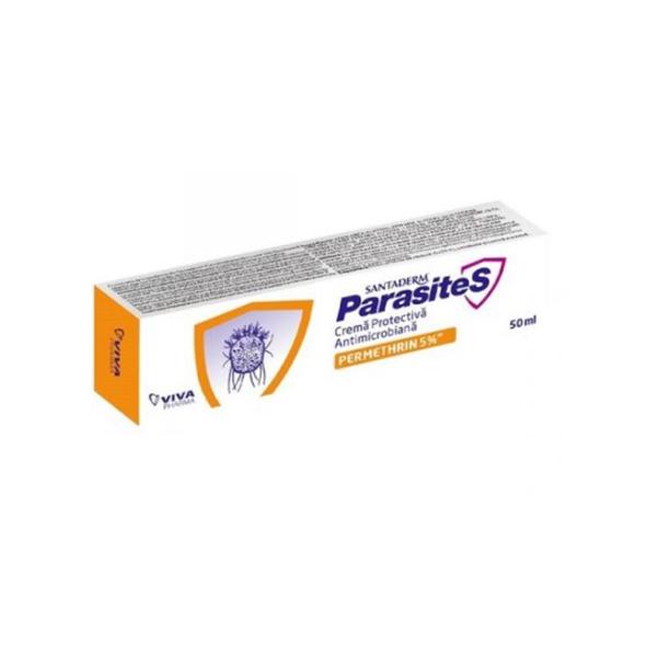 Crema Protectiva Antimicrobiana cu Permetrina 5% - Santaderm ParasiteS, 50 ml