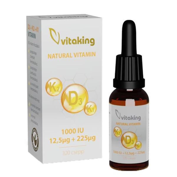 Picaturi de Vitamina K1+K2+D3 2000UI - Vitaking, 10 ml