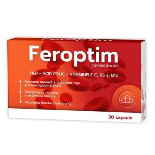 Feroptim Fier, Acid Folic, Vitaminele C, B6, B12 - Zdrovit, 30 capsule