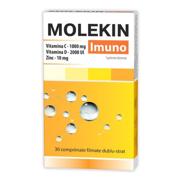 Molekin Imuno Vitamina C 1000 mg, Vitamina D 2000 UI, Zinc 10 mg - Zdrovit, 30 comprimate filmate dublu-strat