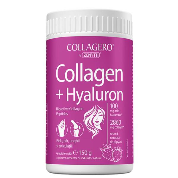 Collagen + Hyaluron - Zenyth Pharmaceuticals Bioactive Collagen Peptides, Aroma Naturala de Capsuni, 150 g