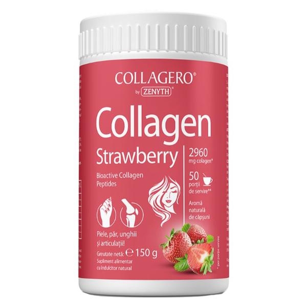 Collagen Strawberry - Zenyth Pharmaceuticals Bioactive Collagen Peptides, Aroma Naturala de Capsuni, 150 g
