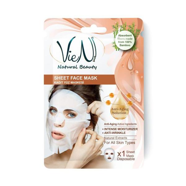 Masca Faciala Tip Servetel cu Solutie Anti-Imbatranire - Vien Natural Beauty Sheet Face Mask Anti-Aging Solution, 25 g