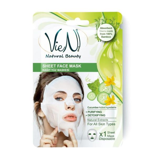 Masca Faciala Tip Servetel cu Castravete - Vien Natural Beauty Sheet Face Mask Cucumber, 25 g