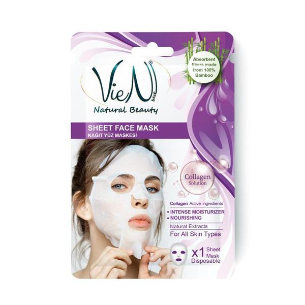 Masca Faciala Tip Servetel cu Colagen - Vien Natural Beauty Sheet Face Mask Colagen, 25 g