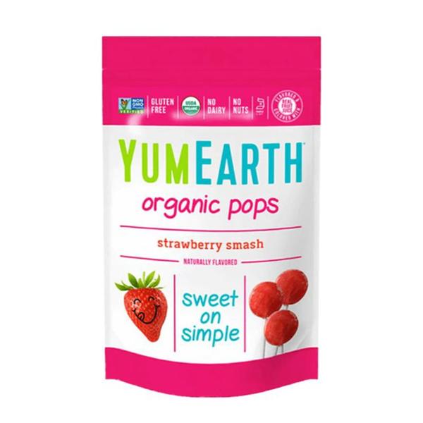 Acadele Bio cu Capsuni - YumEarth Organic Pops Starwberry Smash, 14 buc