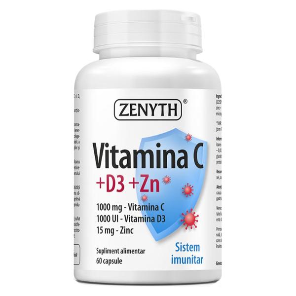 Vitamina C + D3 + Zn - Zenyth Pharmaceuticals, 60 capsule
