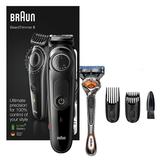 Aparat de Tuns Barba cu Buton Rotativ de Precizie, 2 Piepteni, Negru - Braun Beard Trimmer BT5242 Wet&Dry, 1 pachet